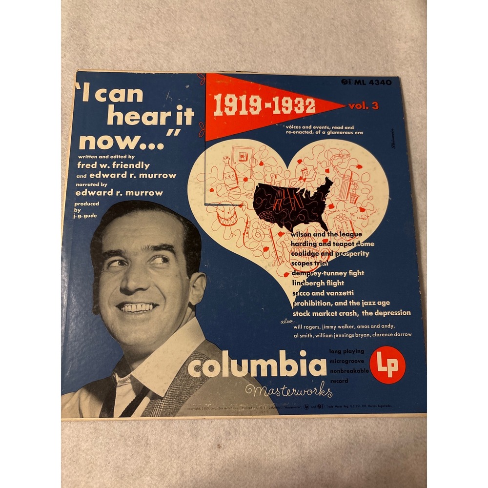 Columbia ML 4340 I Can Hear It‎ Now Vol 3 1919-1932 Edward R Murrow Vinyl LP